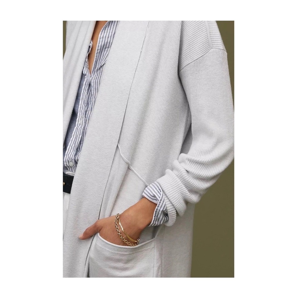 Daily Practice Anthropologie Ribbed Longline Duster Cardigan Large Quiet Luxury‎ - Picture 4 of 9